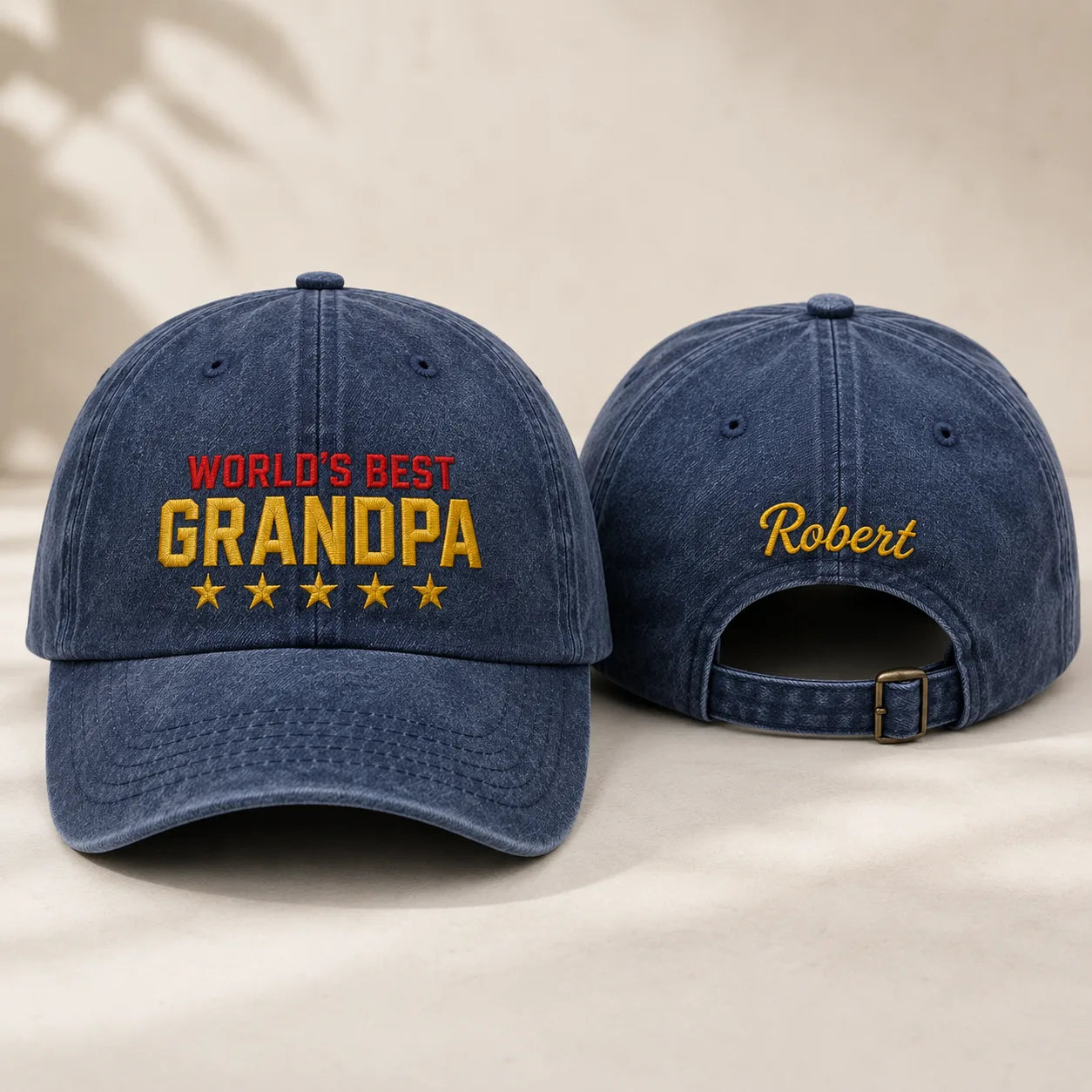 World's Best Grandpa Washed Cap - Grandpa Gift Hat - washed cap - front view