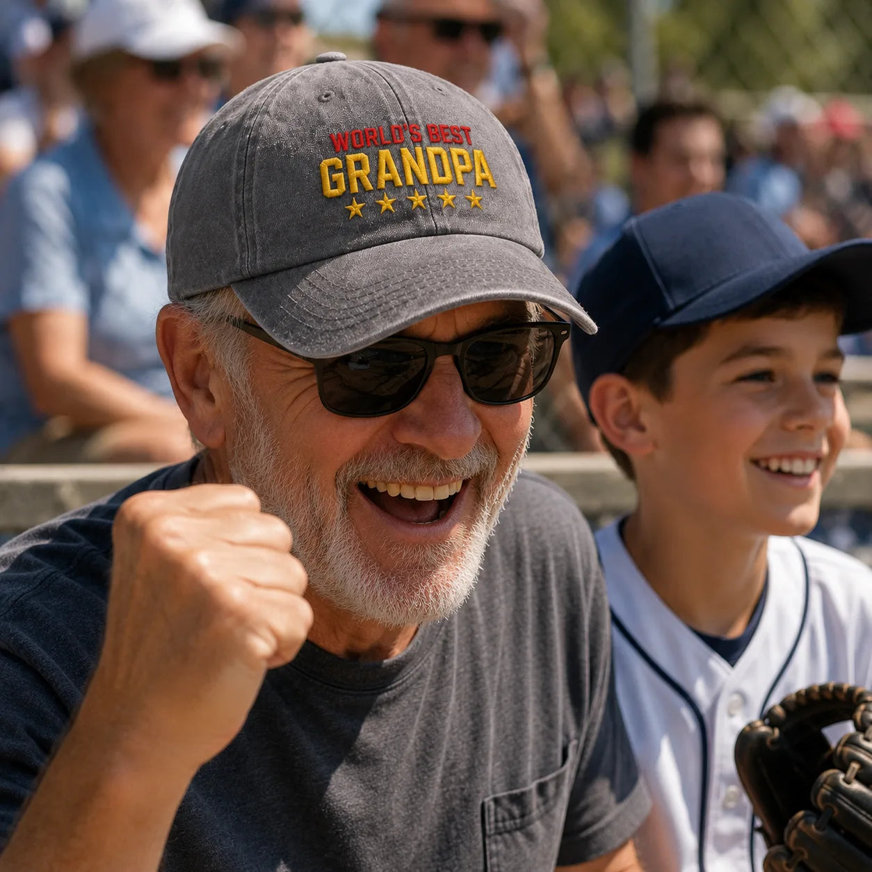 World's Best Grandpa Washed Cap - Grandpa Gift Hat - washed cap - lifestyle