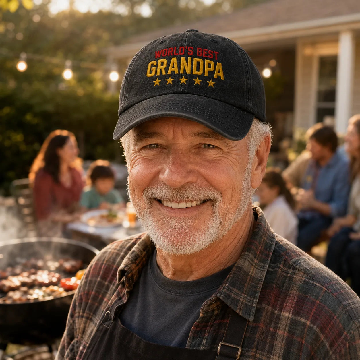 World's Best Grandpa Washed Cap - Grandpa Gift Hat - washed cap - side view