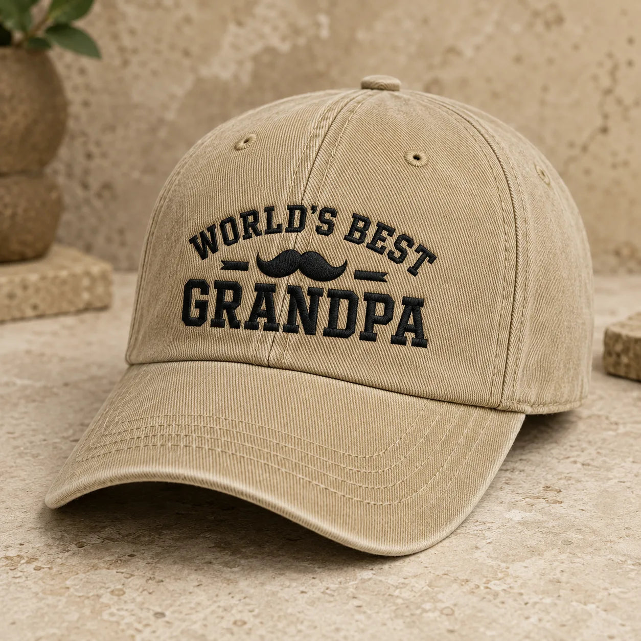 World's Best Grandpa Washed Cap - washed cap - lifestyle