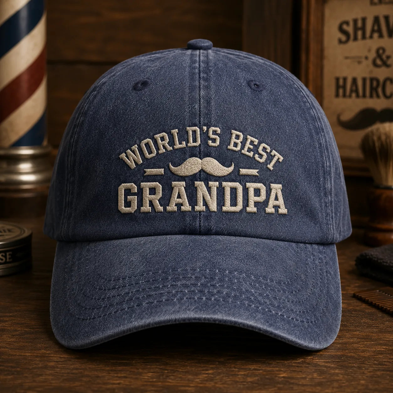 World's Best Grandpa Washed Cap - washed cap - side view