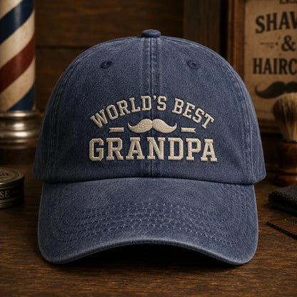 World's Best Grandpa Washed Cap - washed cap - side view