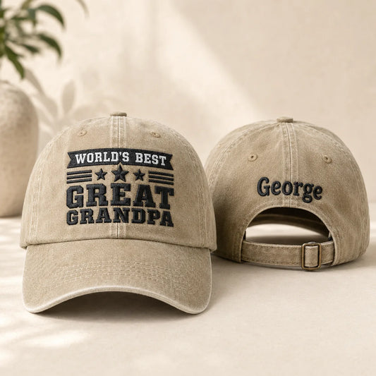 World's Best Great Grandpa Washed Cap - washed cap - front view