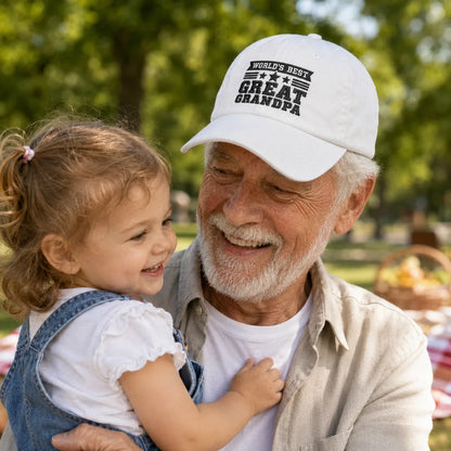 World's Best Great Grandpa Washed Cap - washed cap - side view