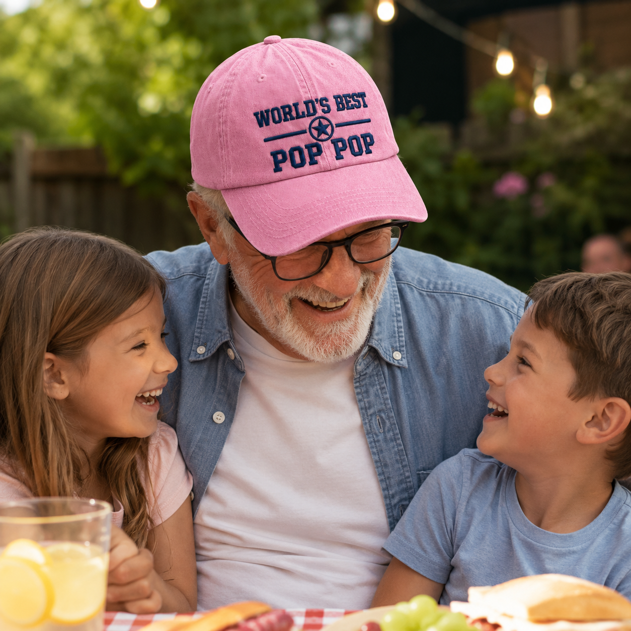 World's Best Pop Pop Embroidered Washed Cap - Washed Cap - detail