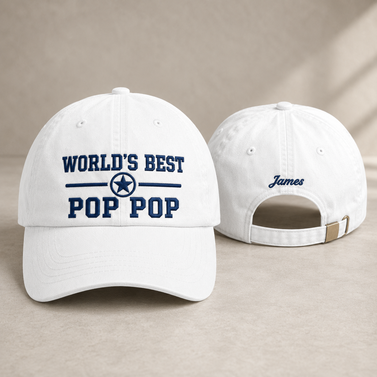 World's Best Pop Pop Embroidered Washed Cap - Washed Cap - front view