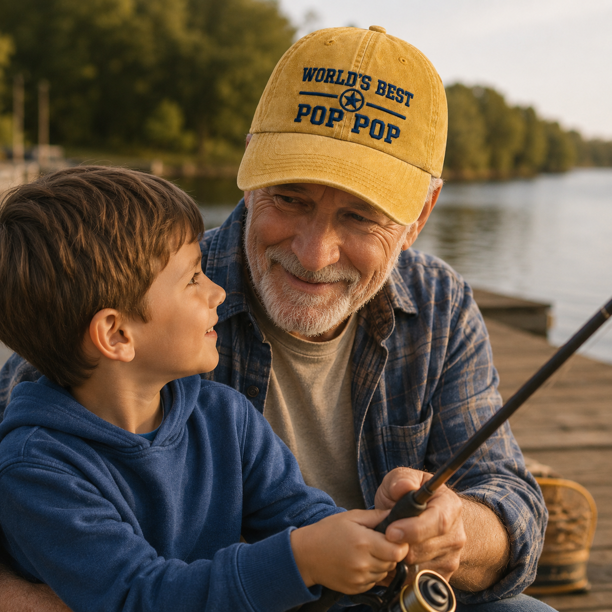 World's Best Pop Pop Embroidered Washed Cap - Washed Cap - lifestyle