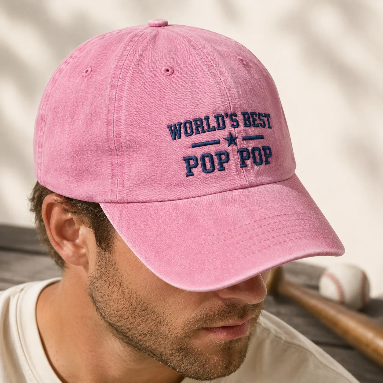 World's Best Pop Pop Washed Cap - washed cap - alternate angle