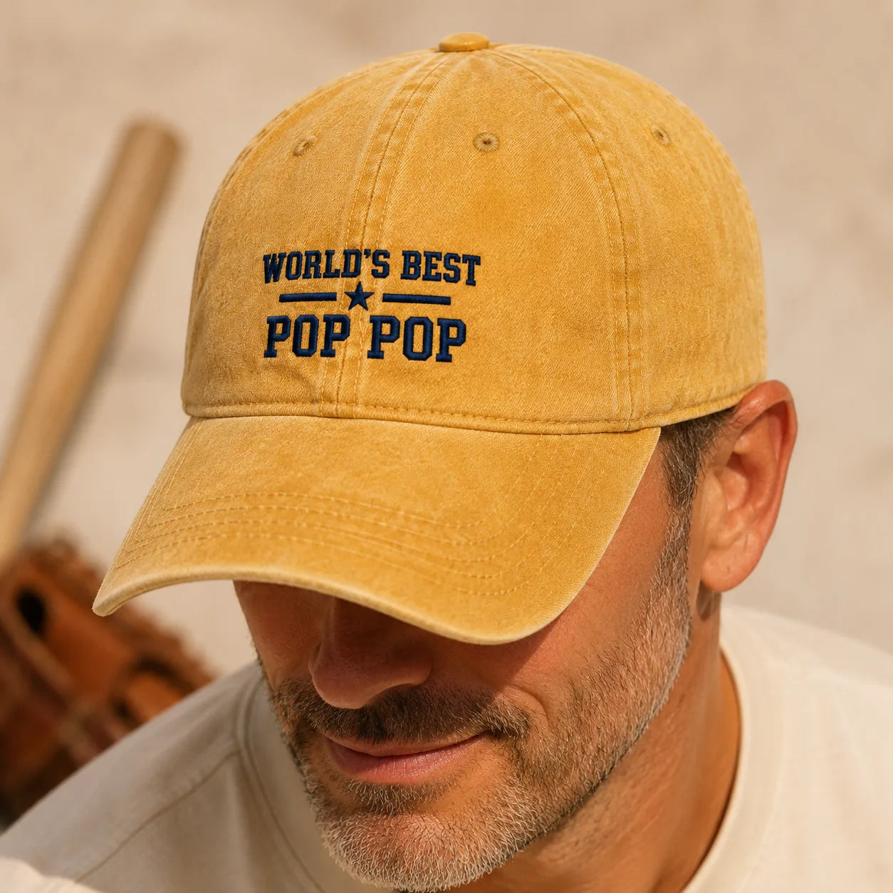 World's Best Pop Pop Washed Cap - washed cap - front view