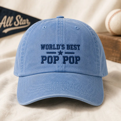 World's Best Pop Pop Washed Cap - washed cap - lifestyle