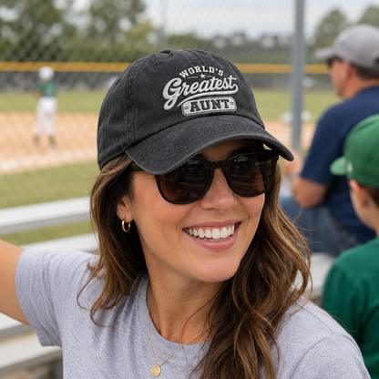 World's Greatest Aunt Washed Cap - Washed Cap - lifestyle