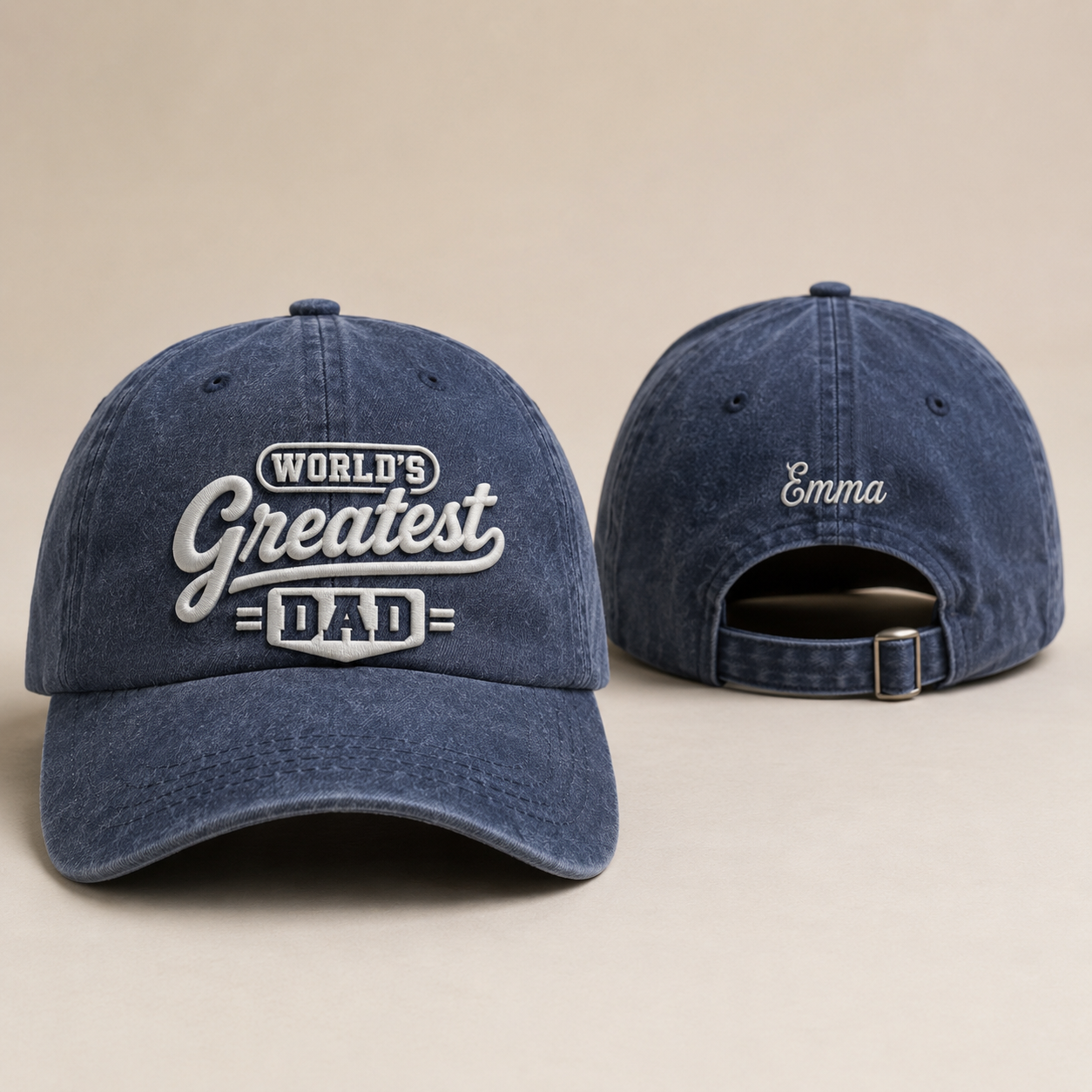 World's Greatest Dad Washed Cap - Washed Cap - front view