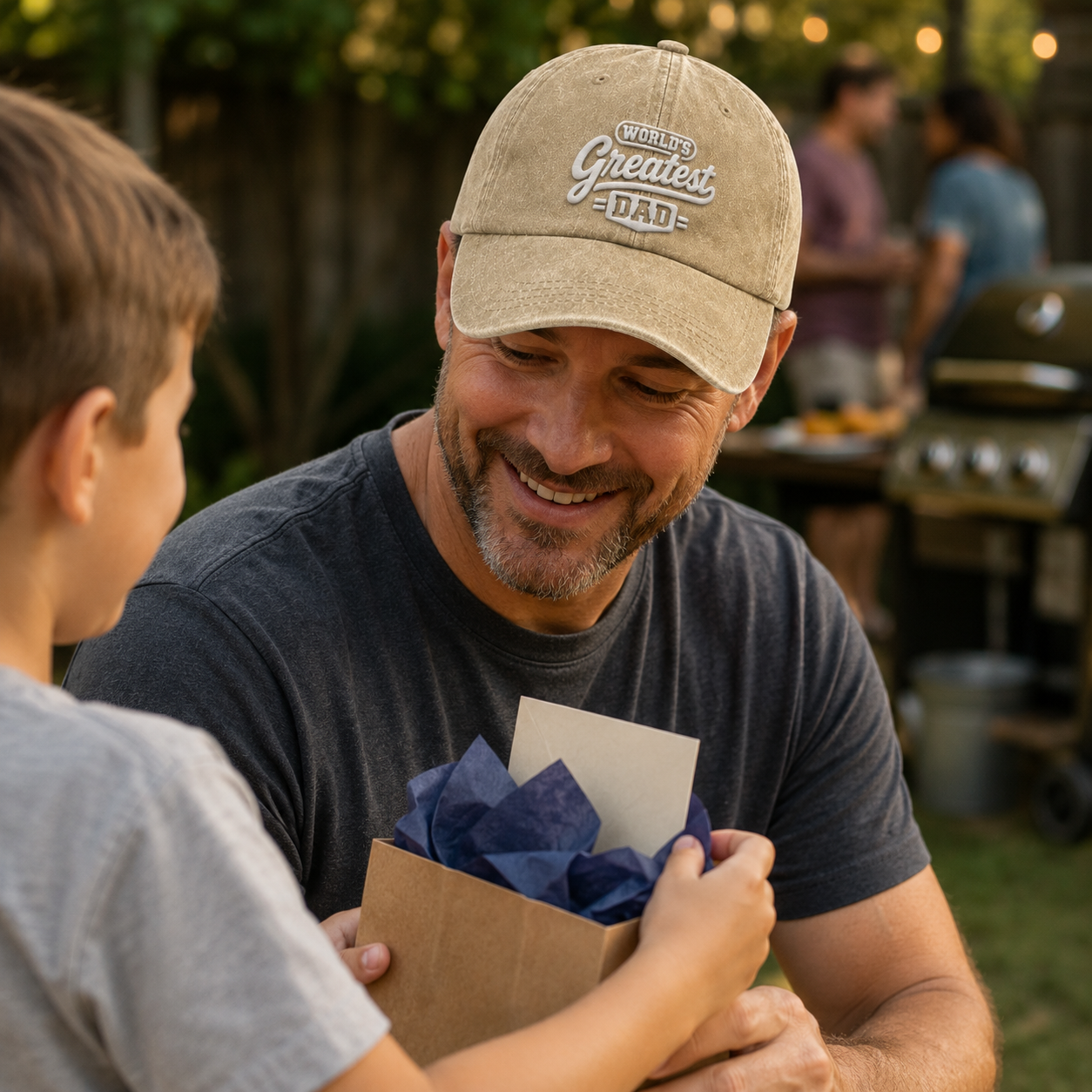 World's Greatest Dad Washed Cap - Washed Cap - side view