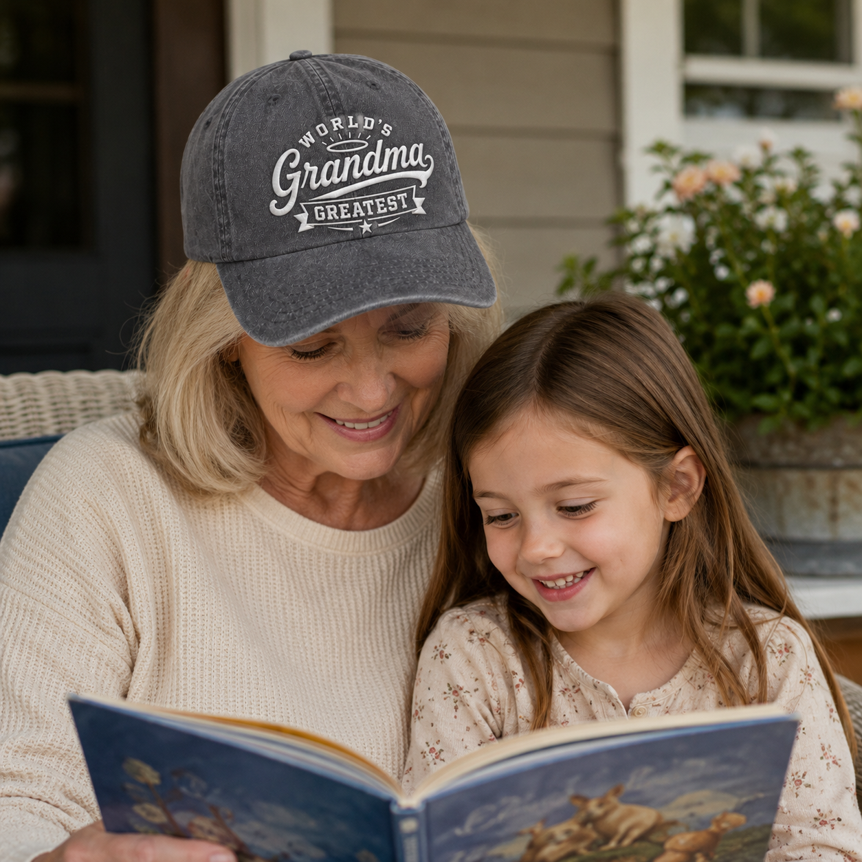 World's Greatest Grandma Embroidered Washed Cap - Washed Cap - alternate angle