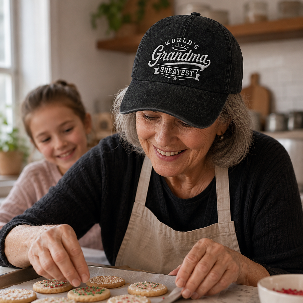 World's Greatest Grandma Embroidered Washed Cap - Washed Cap - detail