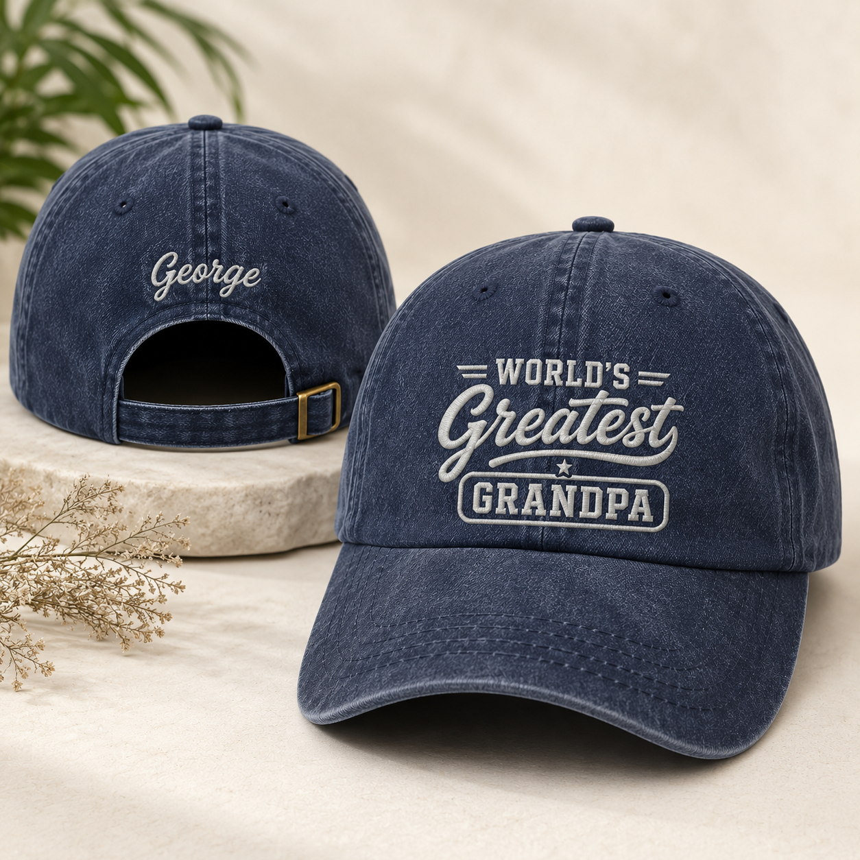 World's Greatest Grandpa Washed Cap - Washed Cap - front view