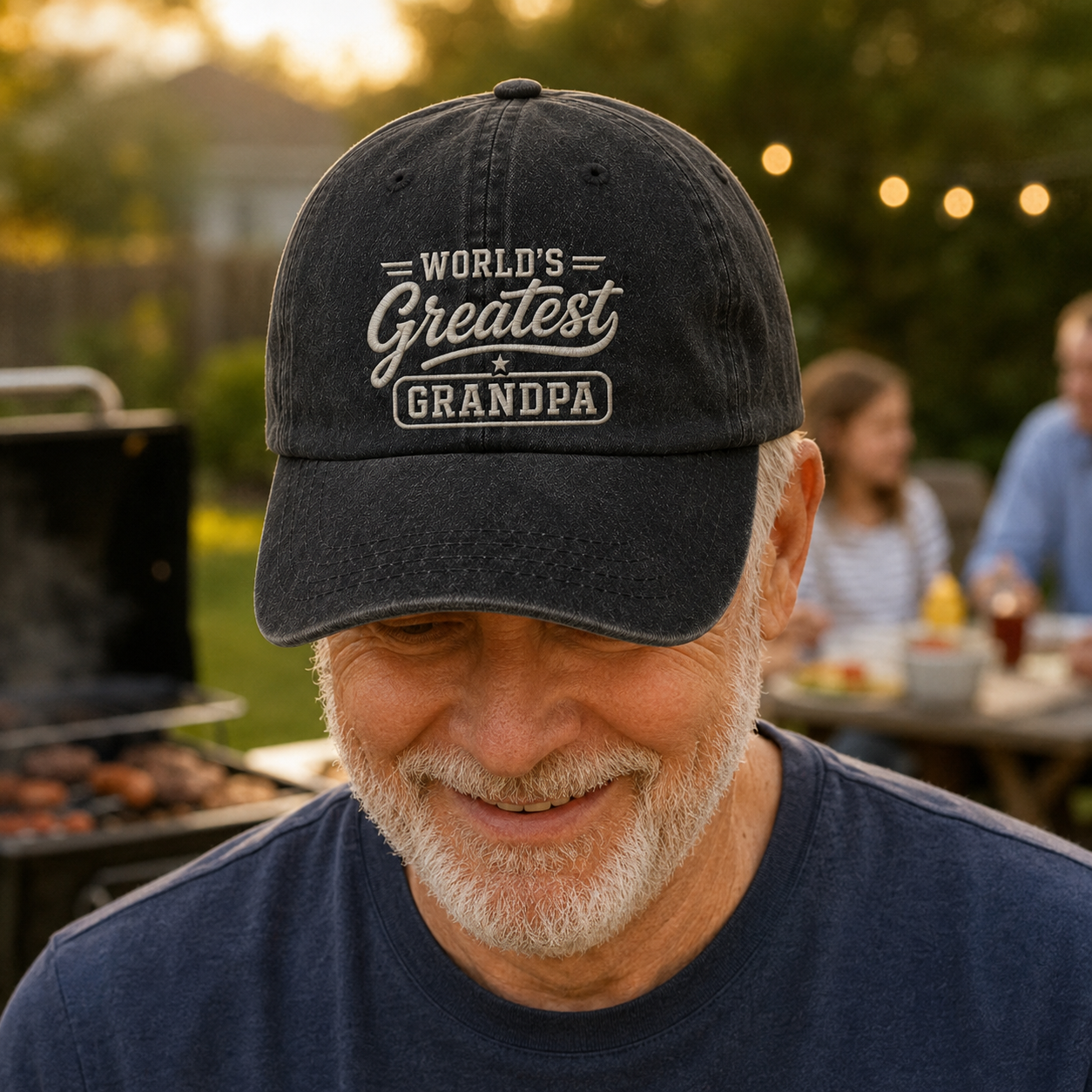 World's Greatest Grandpa Washed Cap - Washed Cap - side view