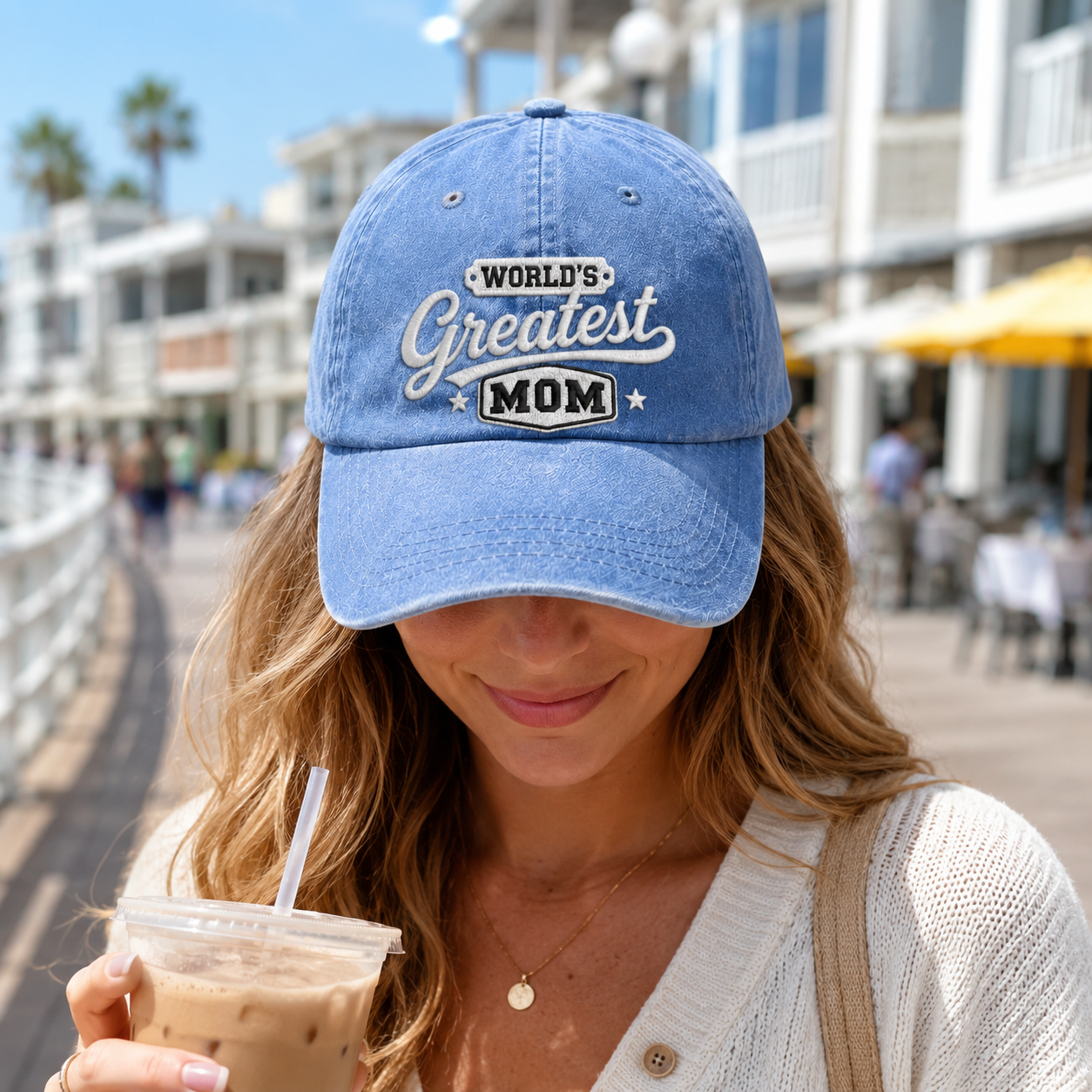 World's Greatest Mom Embroidered Washed Cap - Washed Cap - alternate angle