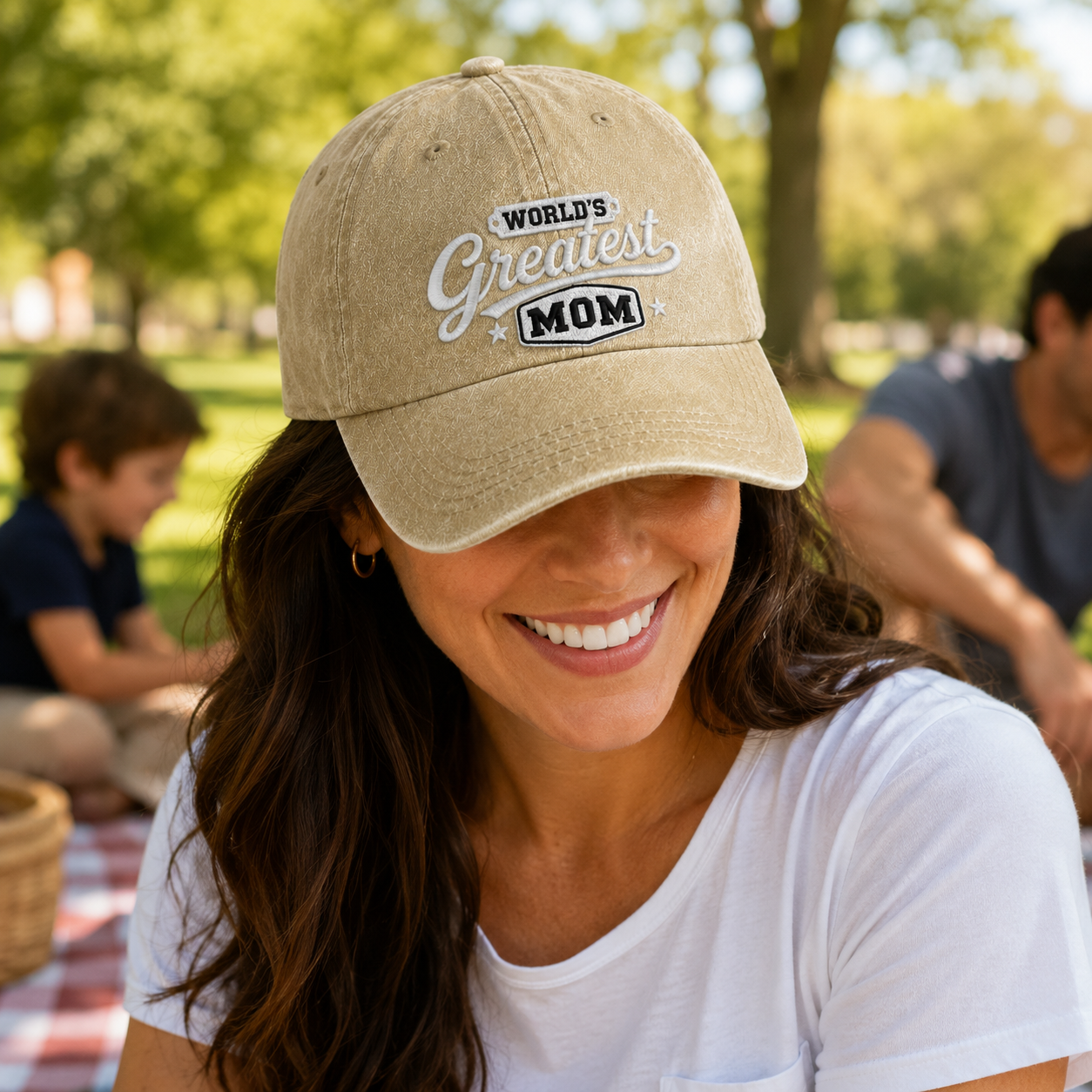World's Greatest Mom Embroidered Washed Cap - Washed Cap - lifestyle