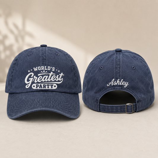 World's Greatest Party Washed Cap - Washed Cap - front view