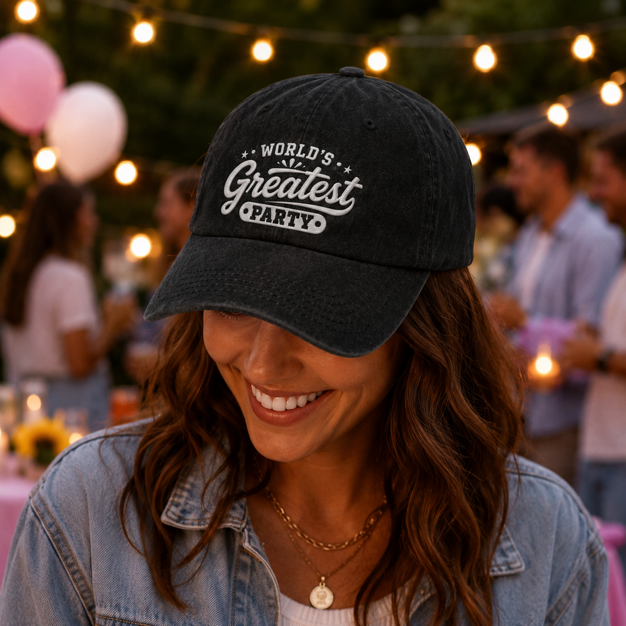 World's Greatest Party Washed Cap - Washed Cap - side view
