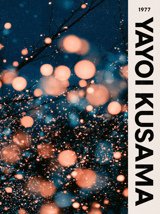 Yayoi Kusama-Inspired Wall Decor - Wall Art Decor - front view - yayoi kusama-inspired wall decor, navy orange wall art