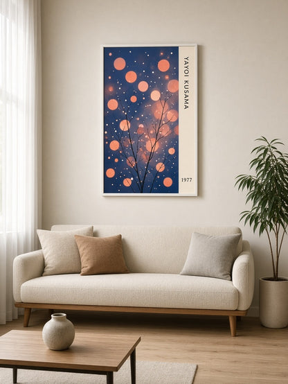 Yayoi Kusama-Inspired Wall Decor - Wall Art Decor - detail view - yayoi kusama-inspired wall decor, navy orange wall art