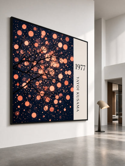 Yayoi Kusama-Inspired Wall Decor - Wall Art Decor - alternate angle - yayoi kusama-inspired wall decor, navy orange wall art