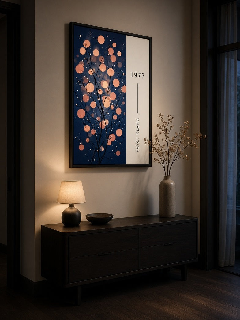 Yayoi Kusama-Inspired Wall Decor - Wall Art Decor - packaging - yayoi kusama-inspired wall decor, navy orange wall art
