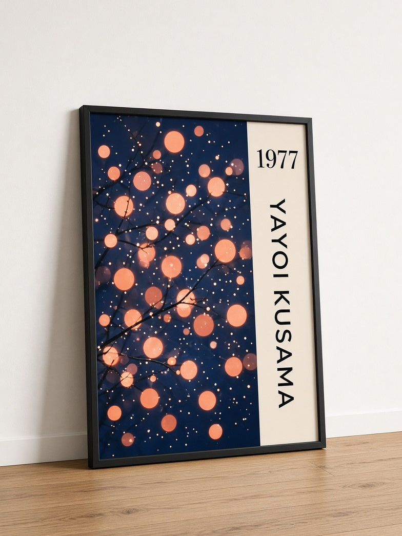Yayoi Kusama-Inspired Wall Decor - Wall Art Decor - detail view - yayoi kusama-inspired wall decor, navy orange wall art