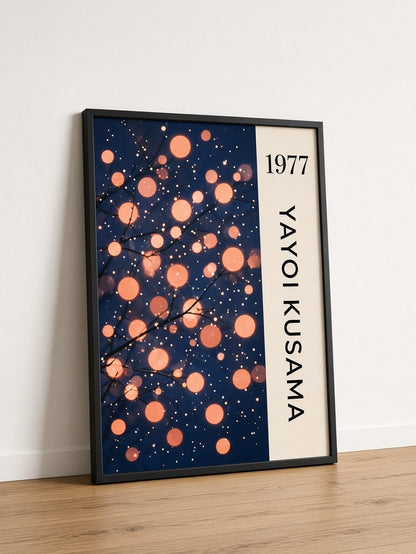 Yayoi Kusama-Inspired Wall Decor - Wall Art Decor - detail view - yayoi kusama-inspired wall decor, navy orange wall art