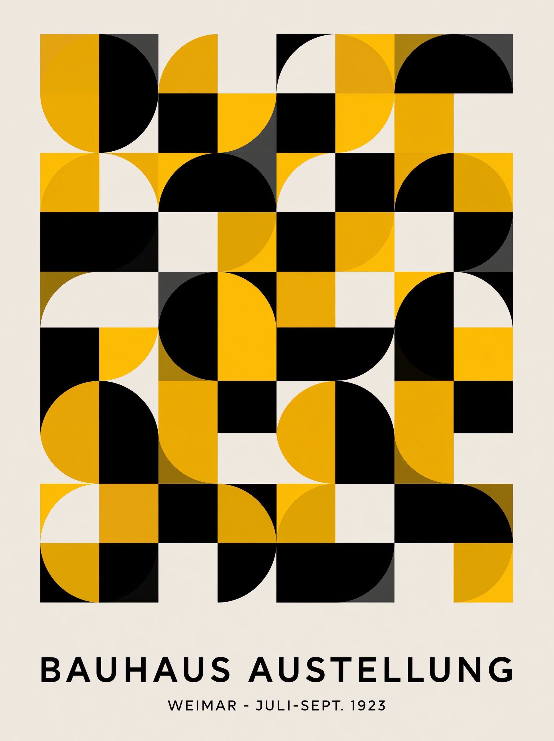 Giallo Nero Bauhaus Poster - Wall Art Decor - front view - yellow bauhaus poster, bauhaus wall art
