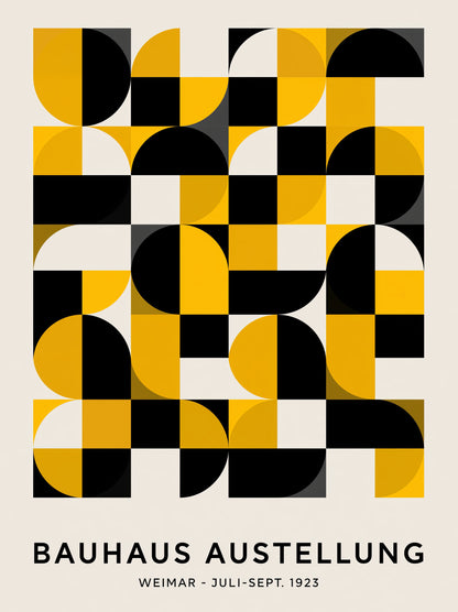 Giallo Nero Bauhaus Poster - Wall Art Decor - front view - yellow bauhaus poster, bauhaus wall art