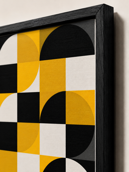 Giallo Nero Bauhaus Poster - Wall Art Decor - close-up - yellow bauhaus poster, bauhaus wall art