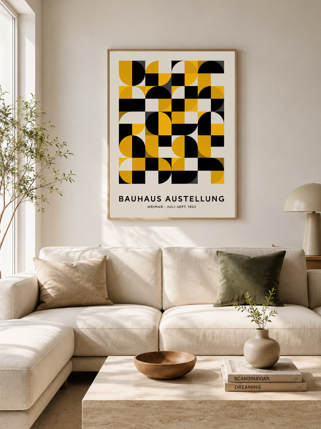 Giallo Nero Bauhaus Poster - Wall Art Decor - detail view - yellow bauhaus poster, bauhaus wall art