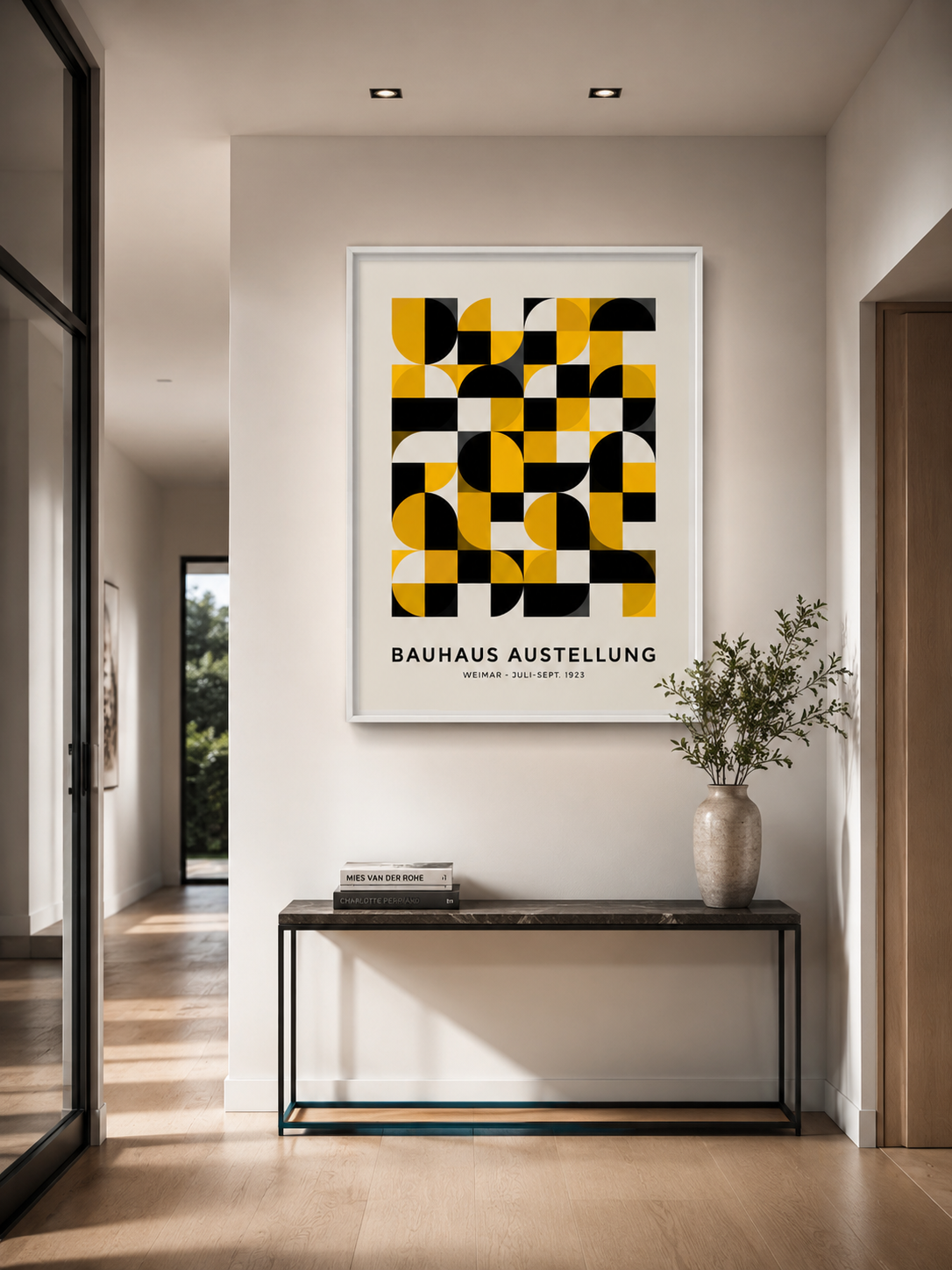 Giallo Nero Bauhaus Poster - Wall Art Decor - close-up - yellow bauhaus poster, bauhaus wall art