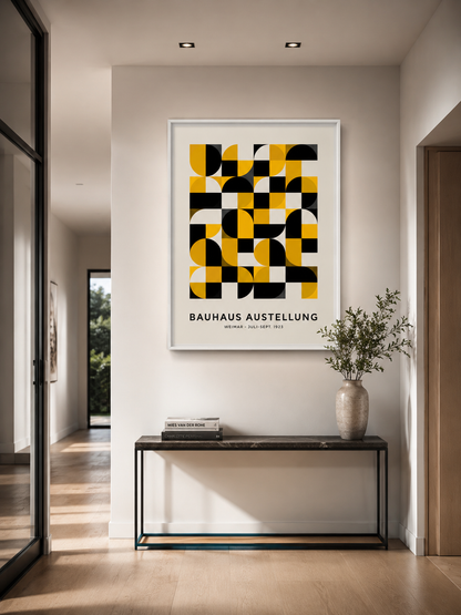 Giallo Nero Bauhaus Poster - Wall Art Decor - close-up - yellow bauhaus poster, bauhaus wall art
