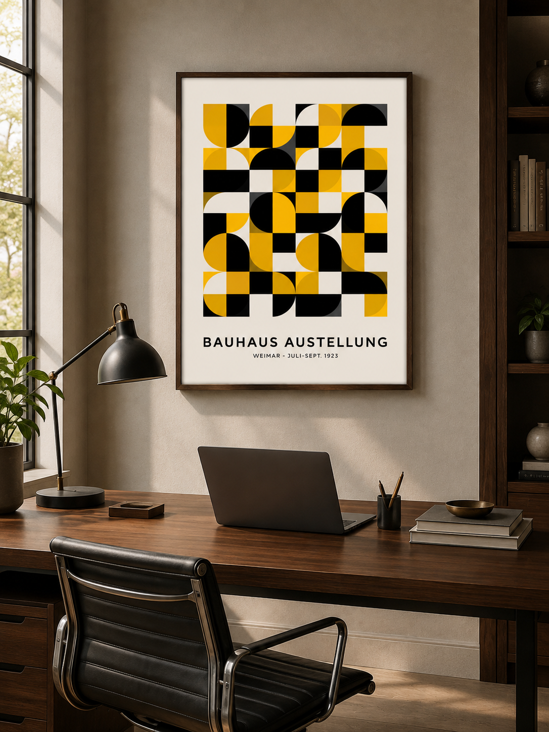 Giallo Nero Bauhaus Poster - Wall Art Decor - alternate angle - yellow bauhaus poster, bauhaus wall art