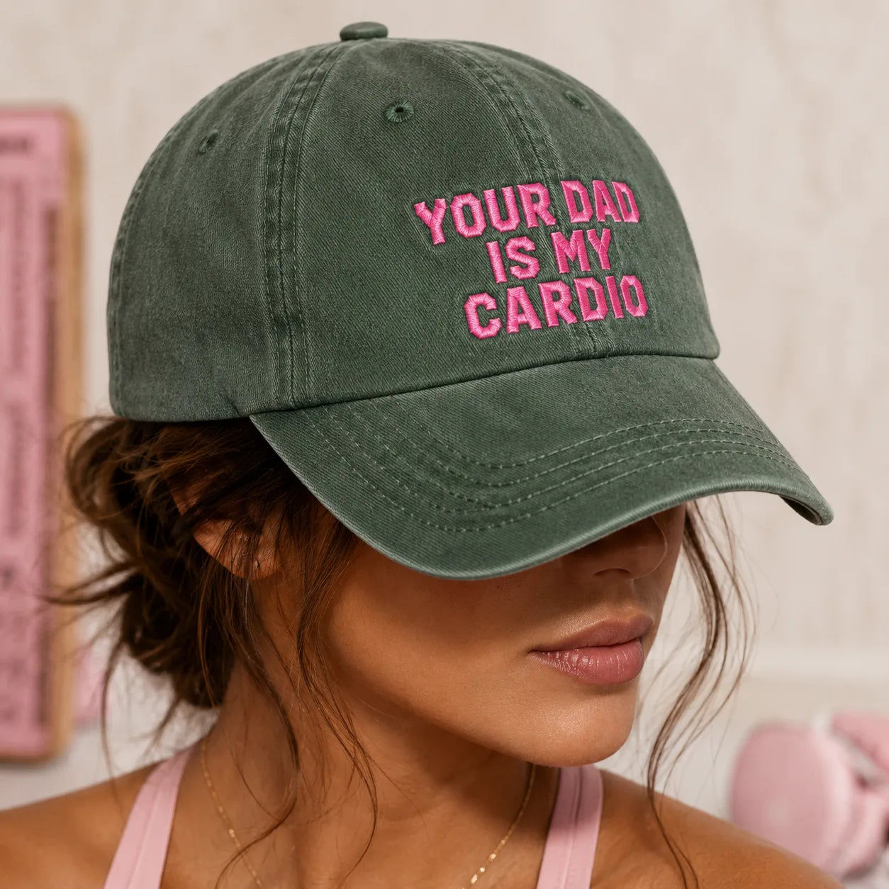 Your Dad Is My Cardio Washed Cap - washed cap - alternate angle