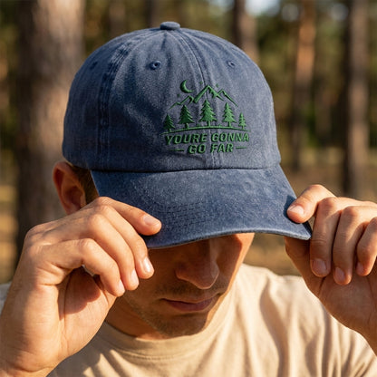 Youre Gonna Go Far Embroidered Washed Cap - Embroidered Washed Cap