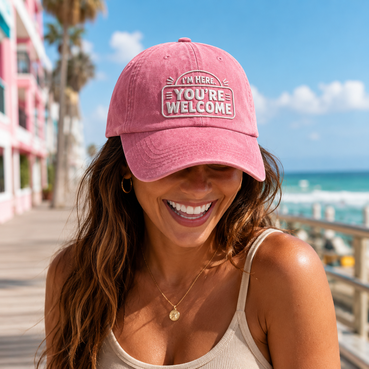 You're Welcome Personalized Washed Cap - Washed Cap - alternate angle
