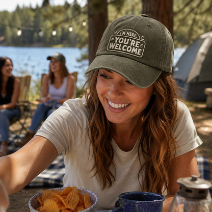 You're Welcome Personalized Washed Cap - Washed Cap - detail