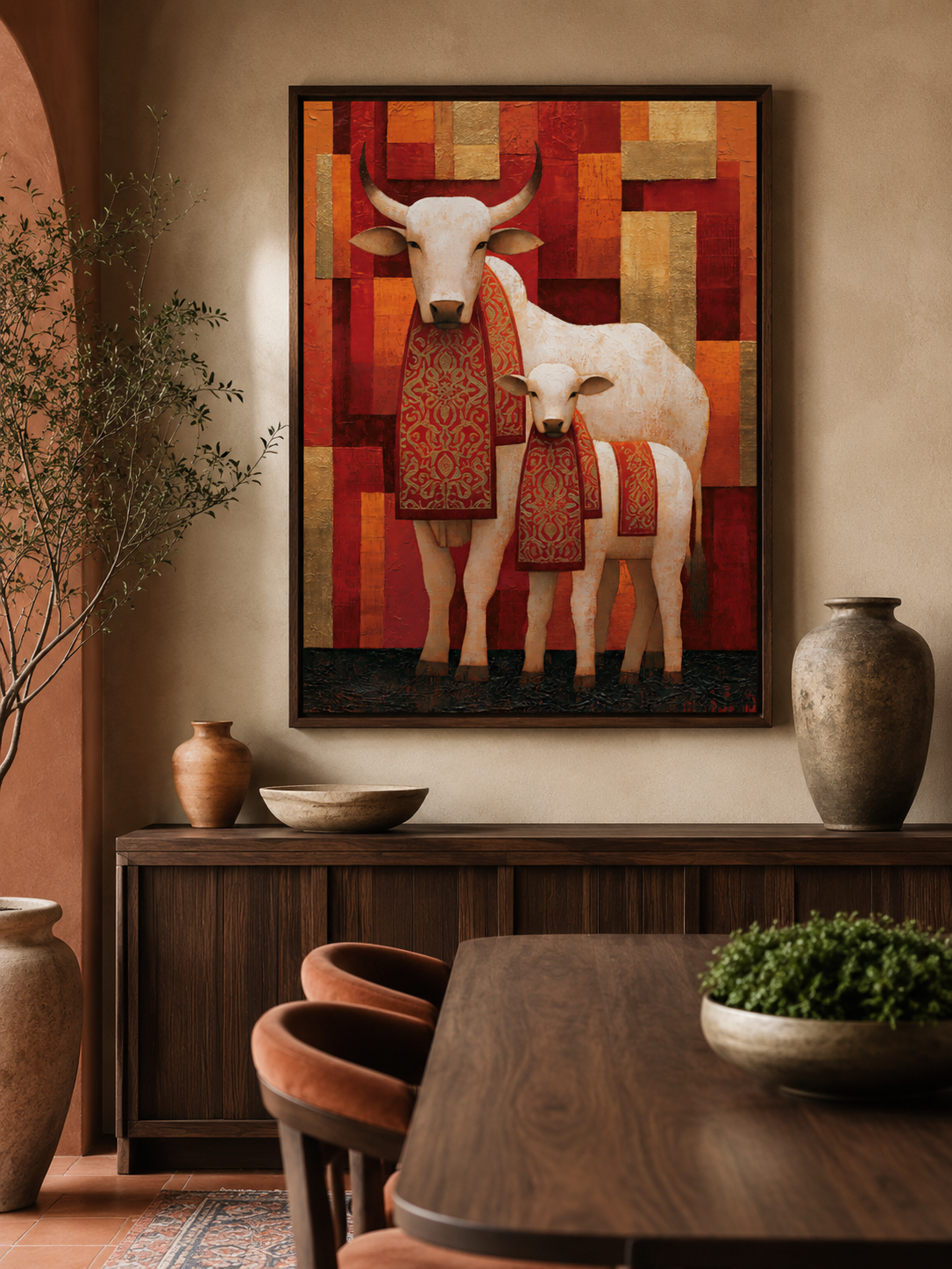 Zebu Cow Wall Art - Wall Art Decor - close-up - zebu cow wall art, white cattle art print